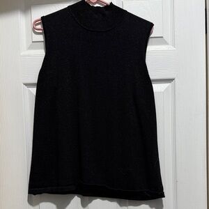 Elegant Black Mock Turtle sparkle Sleeveless Top